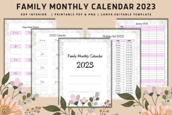 Family Monthly Calendar 2023 Planner: Organize Your Year